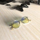 Sleepaxa Mosaic Golden Glass gaming & computer glasses with yellow blue-light filter – lifestyle view