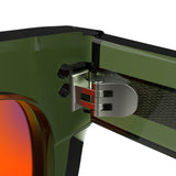 Sleepaxa Orion Rifle Green red circadian sleep glasses blocking 100% of light up to 550nm – lens detail view