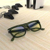 Sleepaxa Orion Rifle Green gaming & computer glasses with yellow blue-light filter – lifestyle view
