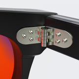 Sleepaxa Seraphic Gun Black red circadian sleep glasses blocking 100% of light up to 550nm – lens detail view