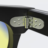 Sleepaxa Seraphic Gun Black gaming & computer glasses with yellow blue-light filter – lens detail view
