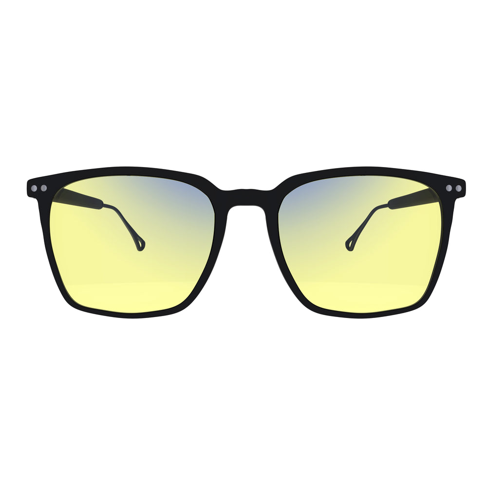 Sleepaxa Solstice Jet Black gaming & computer glasses with yellow blue-light filter