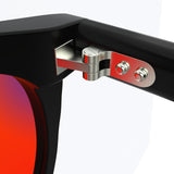 Sleepaxa Solstice Jet Black red circadian sleep glasses blocking 100% of light up to 550nm – lens detail view