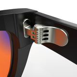 Sleepaxa Panache Jet Black red circadian sleep glasses blocking 100% of light up to 550nm – lens detail view