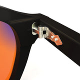 Sleepaxa Eclat Jet Black red circadian sleep glasses blocking 100% of light up to 550nm – lens detail view