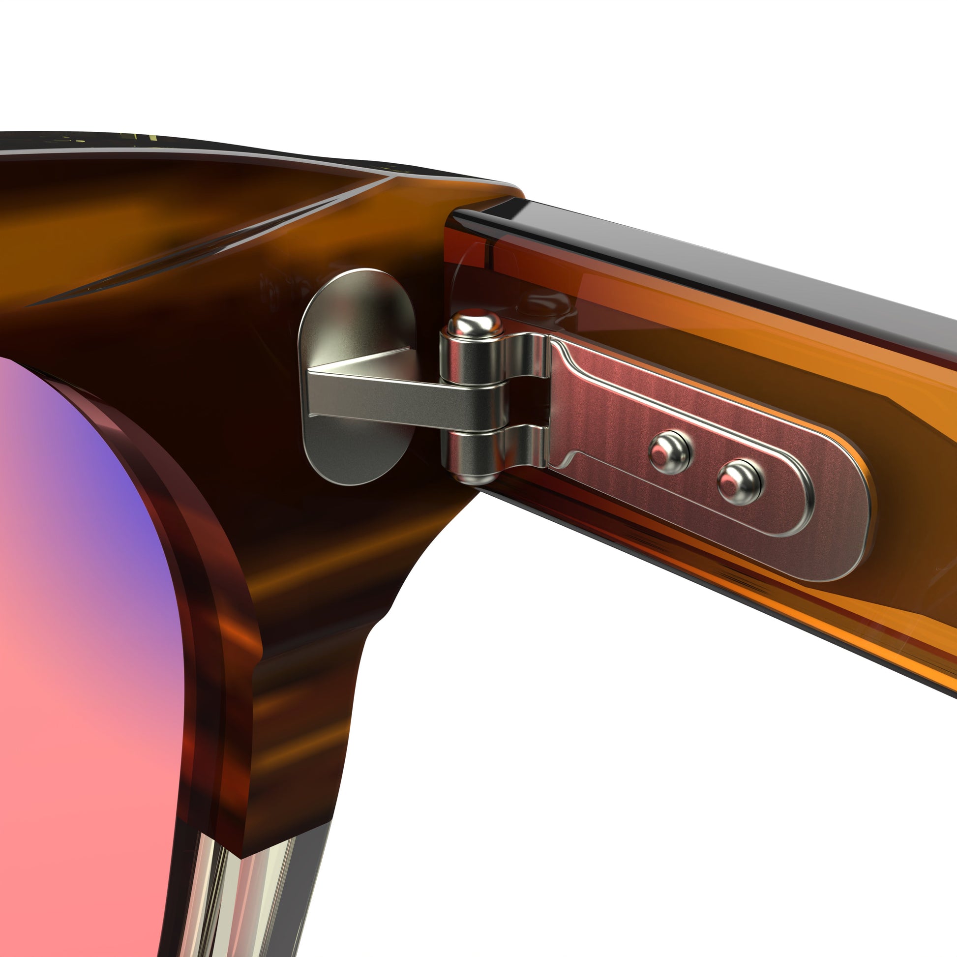 Inner Lense view of Sleepaxa Artisan Espresso FL-41 Migraine Glasses with Tiger Printed Brown frame, Acetate temples, and rose-tinted lenses with blue block and blue anti reflection properties , designed with smooth high-quality acetate frame material for Migraine & Light Sensitivity