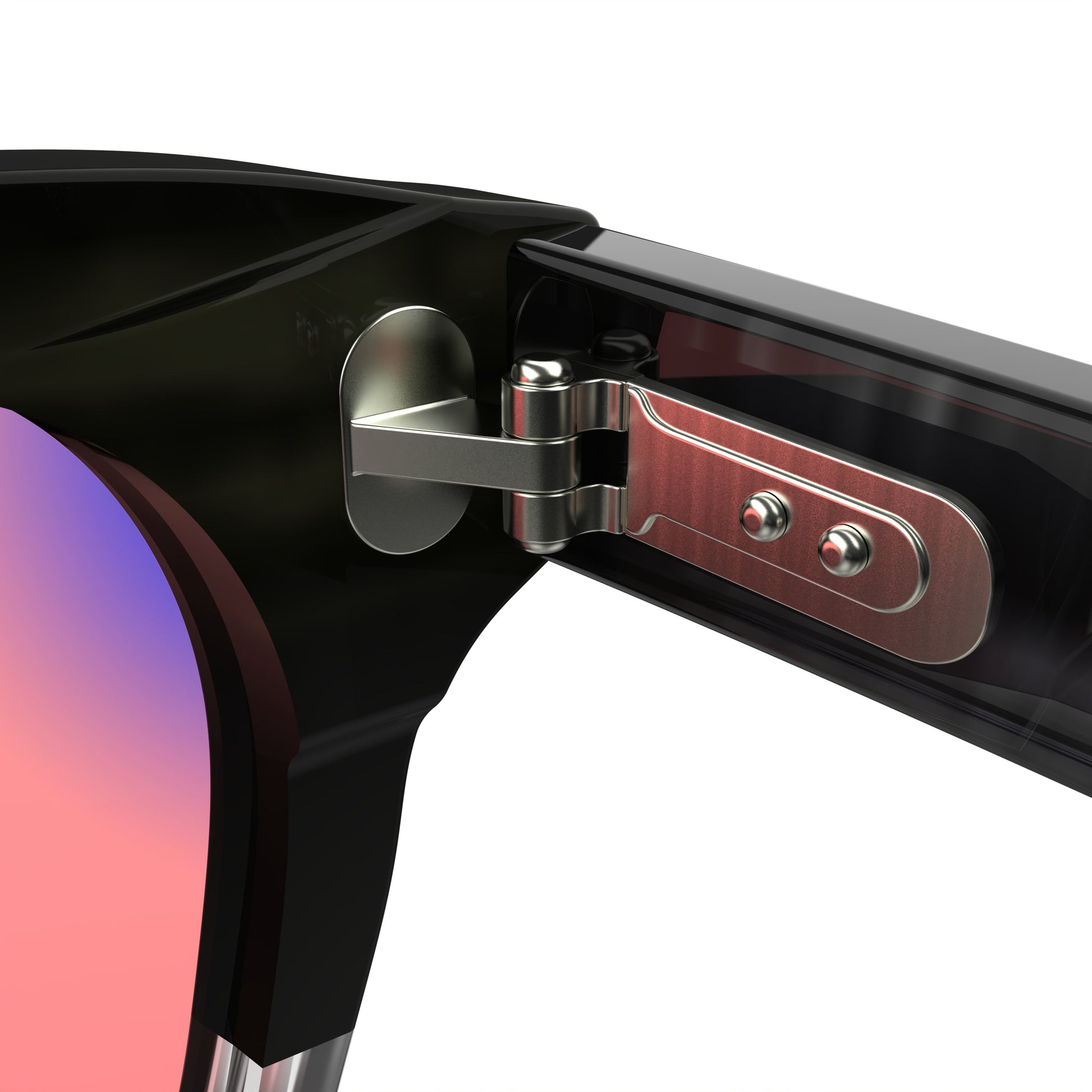 Inner Lense View of Sleepaxa Artisan FL-41 Migraine Glasses with Mid Grey frame, Acetate temples, arties , designed with smooth high-quality rose-tinted lenses with blue block and blue anti reflection property Acetate frame material for Migraine & Light Sensitivity