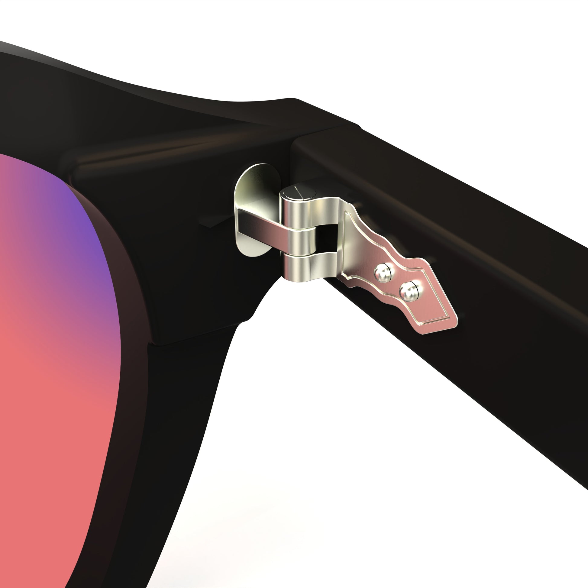 Inner Lense View of Sleepaxa Eclat FL-41 Migraine Glasses with black frame, Acetate temples, and rose-tinted lenses with blue block and blue anti reflection properties , designed with smooth high-quality Acetate frame material for Migraine & Light Sensitivity