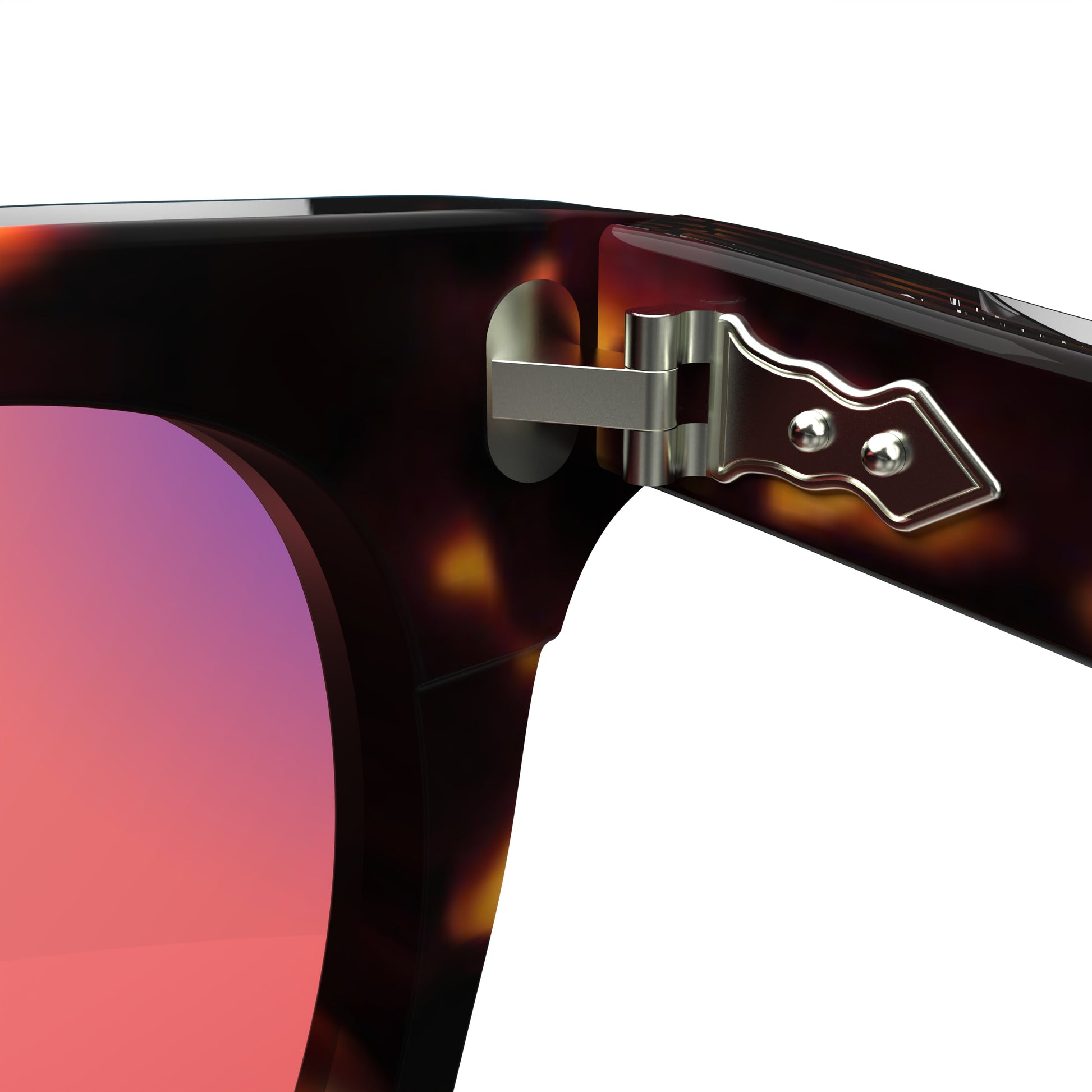 Inner lense view of Sleepaxa Elixir FL-41 Migraine Glasses with Tiger Printed Brown frame, Acetate temples, and rose-tinted lenses with blue block and blue anti reflection properties , designed with smooth high-quality acetate frame material for Migraine & Light Sensitivity