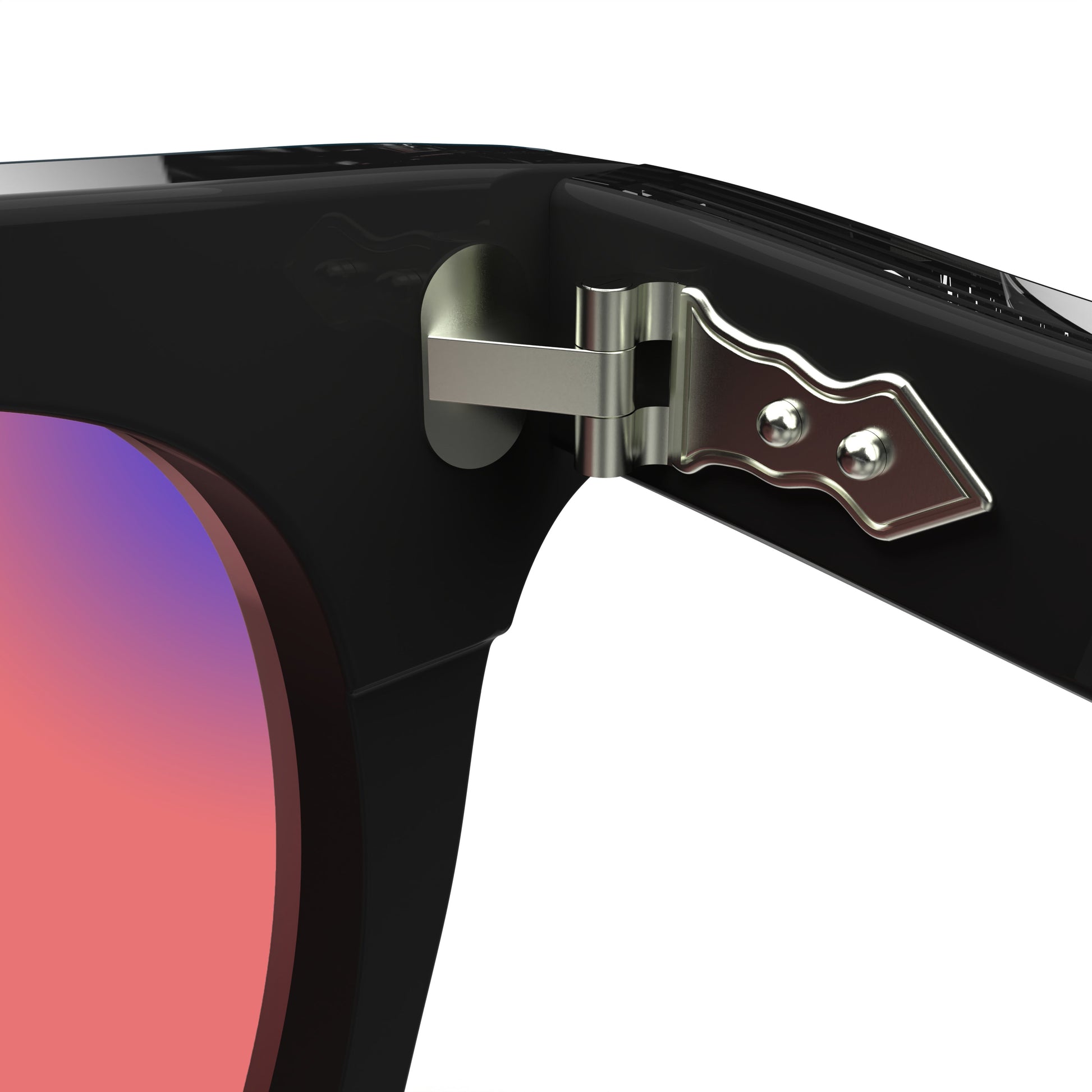 Inner Lense View of Sleepaxa Elixir Translucent FL-41 Migraine Glasses with Black frame, Acetate temples, arties , designed with smooth high-quality rose-tinted lenses with blue block and blue anti reflection property Acetate frame material for Migraine & Light Sensitivity