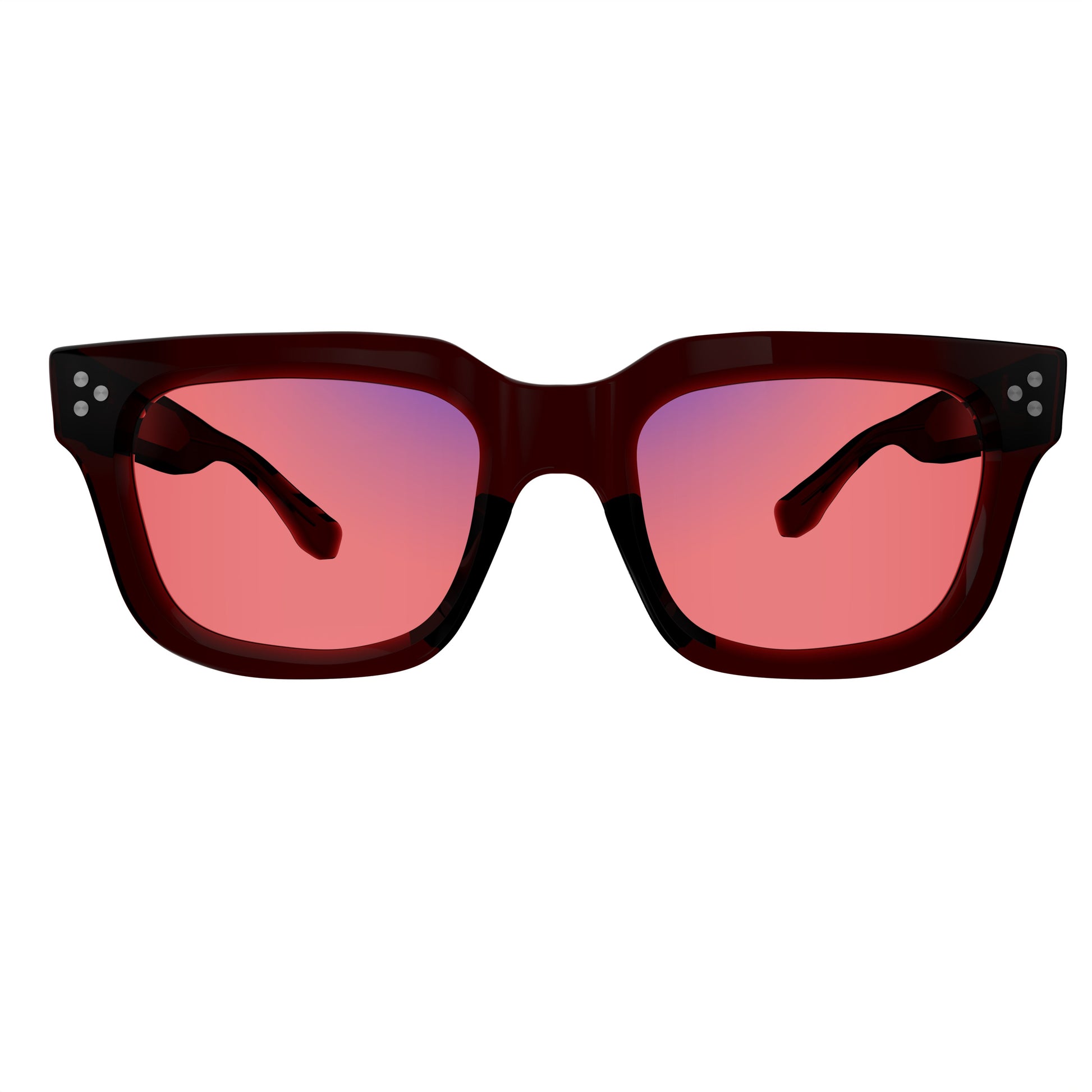 Front View of Sleepaxa Epoch Bulgarian FL-41 Migraine Glasses with black frame, Acetate temples, and rose-tinted lenses with blue block and blue anti reflection properties , designed with smooth high-quality Acetate frame material for Migraine & Light Sensitivity