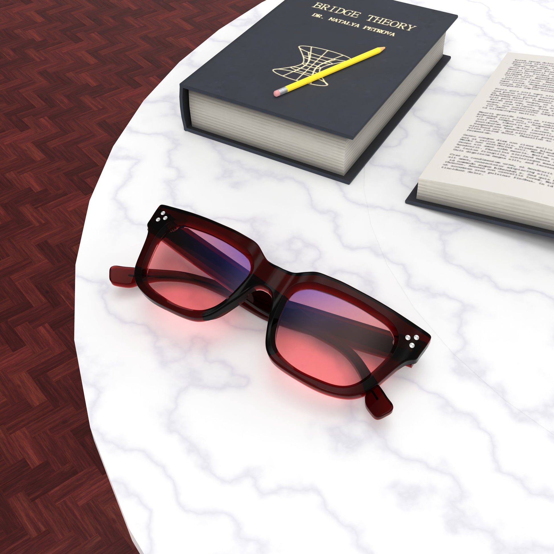 Lifestyle lenses View of Sleepaxa Epoch Bulgarian FL-41 Migraine Glasses with black frame, Acetate temples, and rose-tinted lenses with blue block and blue anti reflection properties , designed with smooth high-quality Acetate frame material for Migraine & Light Sensitivity