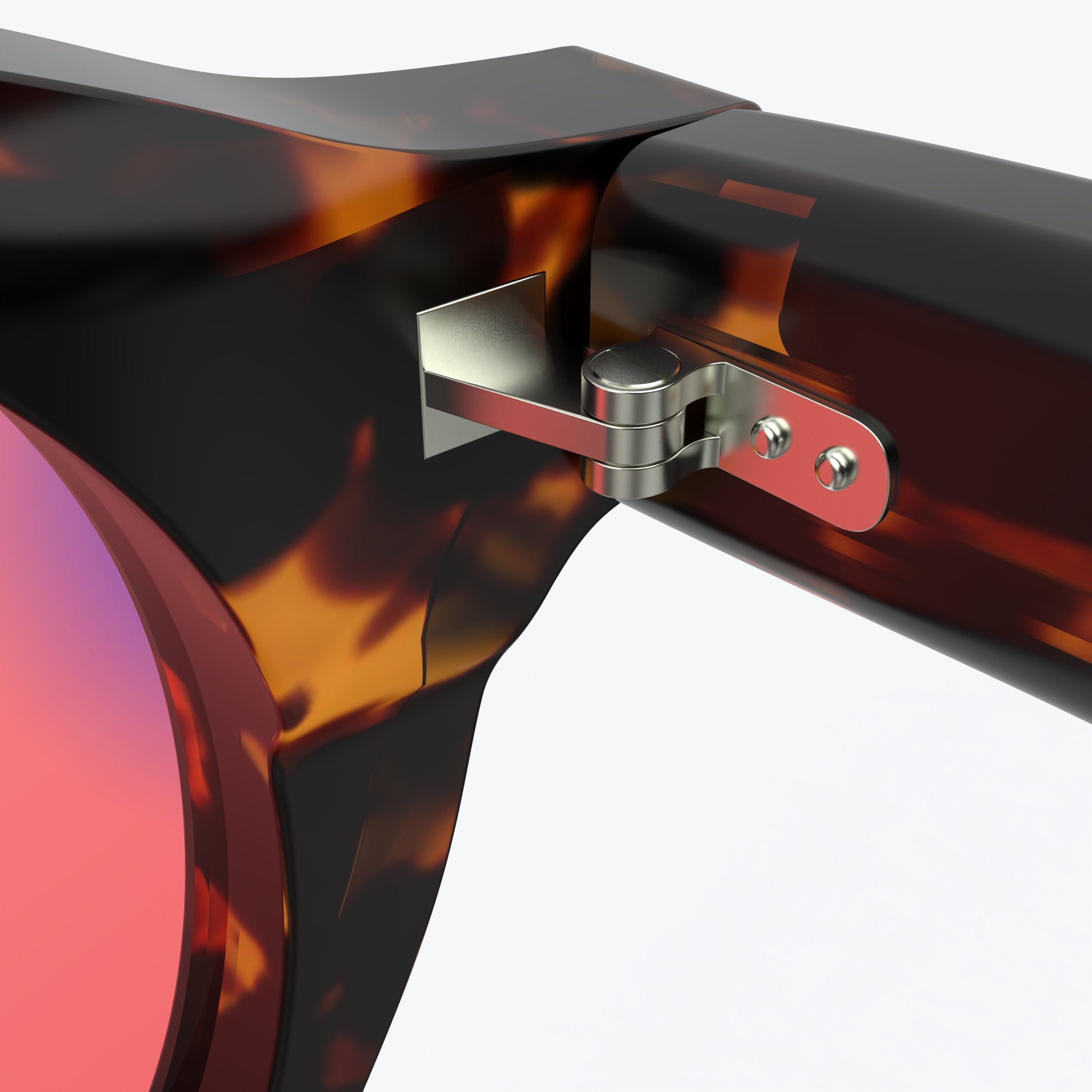 Inner Lense view of Sleepaxa Mosaic Brown Derby FL-41 glasses for migraine and light sensitivity, featuring a round-shaped frame made from premium acetate, rose-tinted lenses, and metal temples