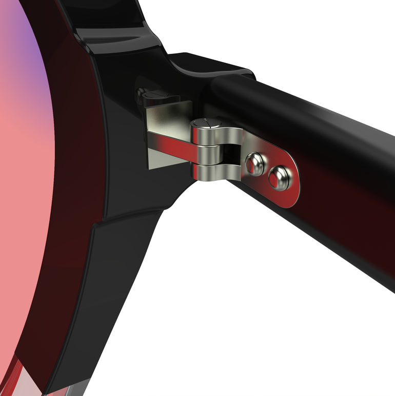 Inner Lense View of Sleepaxa Opulent Carbon FL-41 Migraine Glasses with Carbon Grey frame, Acetate temples, arties , designed with smooth high-quality rose-tinted lenses with blue block and blue anti reflection property Premium Acetate frame material for Migraine & Light Sensitivity
