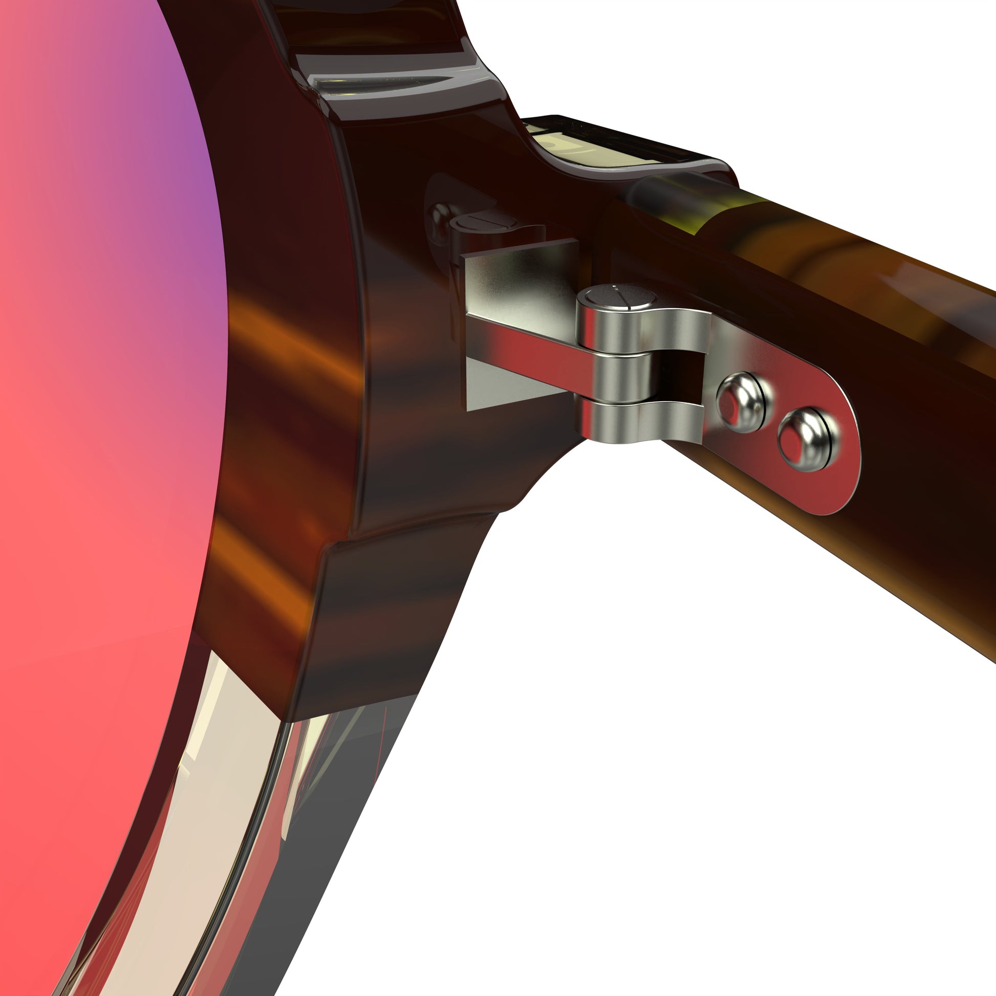 Inner Lense View of Sleepaxa Opulent Otter FL-41 Migraine Glasses with Otter Brown frame, Acetate temples, arties , designed with smooth high-quality rose-tinted lenses with blue block and blue anti reflection property Premium Acetate frame material for Migraine & Light Sensitivity