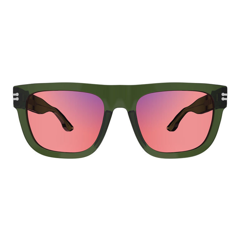 Front View of Sleepaxa Orion Rifle FL-41 Migraine Glasses with black frame, Acetate temples, and rose-tinted lenses with blue block and blue anti reflection properties , designed with smooth high-quality Acetate frame material for Migraine & Light Sensitivity