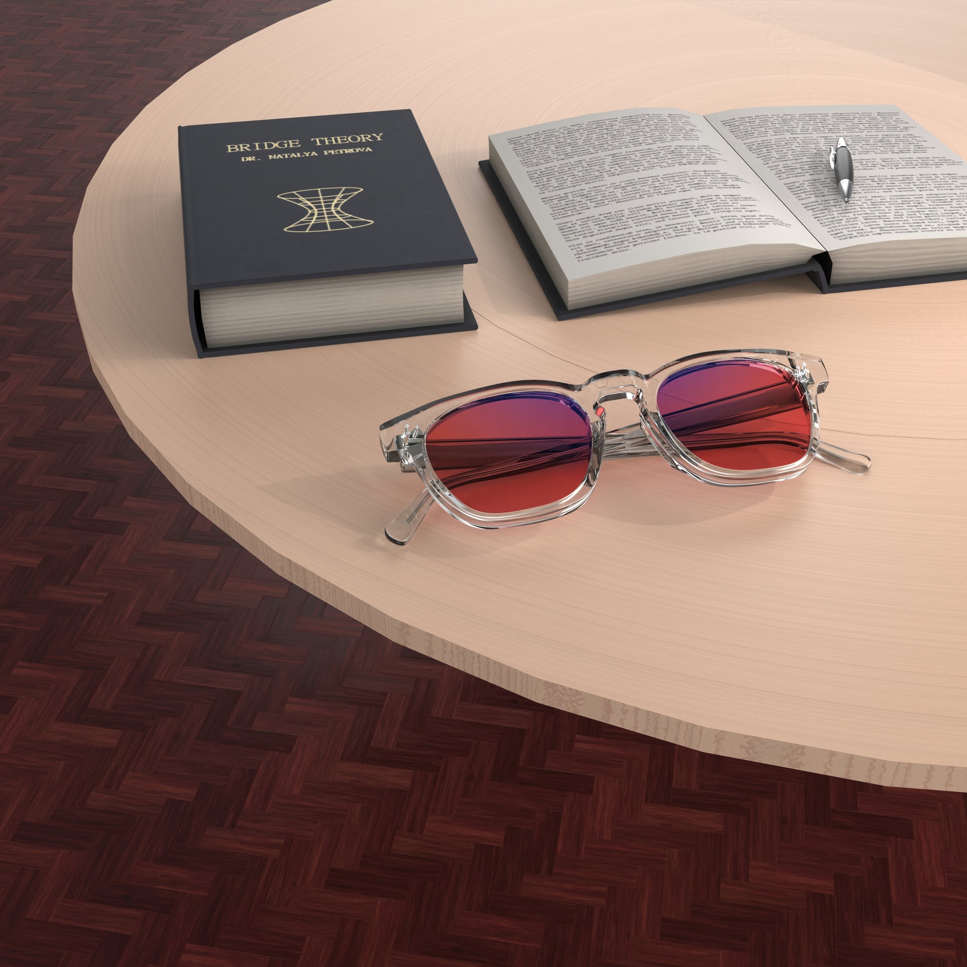 Lifestyle Lense View of Sleepaxa Seraphic Lucid Clear FL-41 Migraine Glasses with Transparent frame, Acetate temples, and rose-tinted lenses with blue block and blue anti reflection properties , designed with smooth high-quality Acetate frame material for Migraine & Light Sensitivity