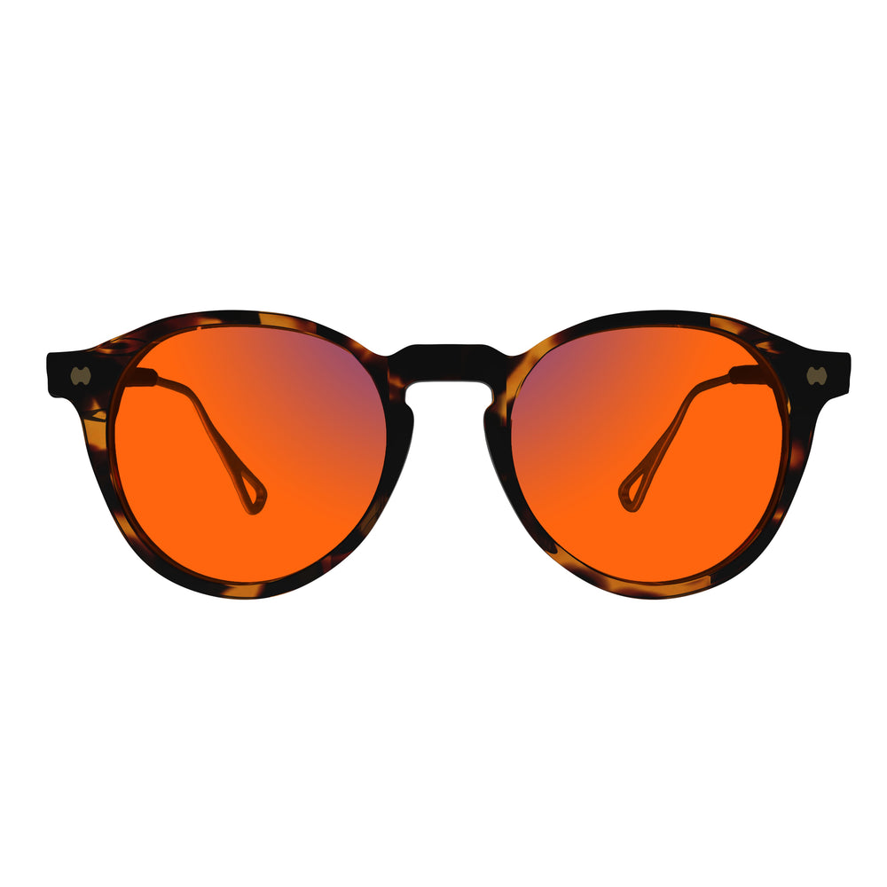 Sleepaxa Mosaic Brown Derby red circadian sleep glasses blocking 100% blue light to 550nm
