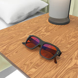 Sleepaxa Celestial Jet Black red circadian sleep glasses blocking 100% of light up to 550nm – lifestyle view