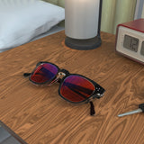 Sleepaxa Seraphic Gun Black red circadian sleep glasses blocking 100% of light up to 550nm – lifestyle view